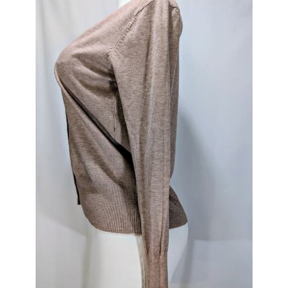 Sioni Heather Latte Wool Blend Beaded Button Cardigan Sweater Size M NWT - Picture 3 of 8